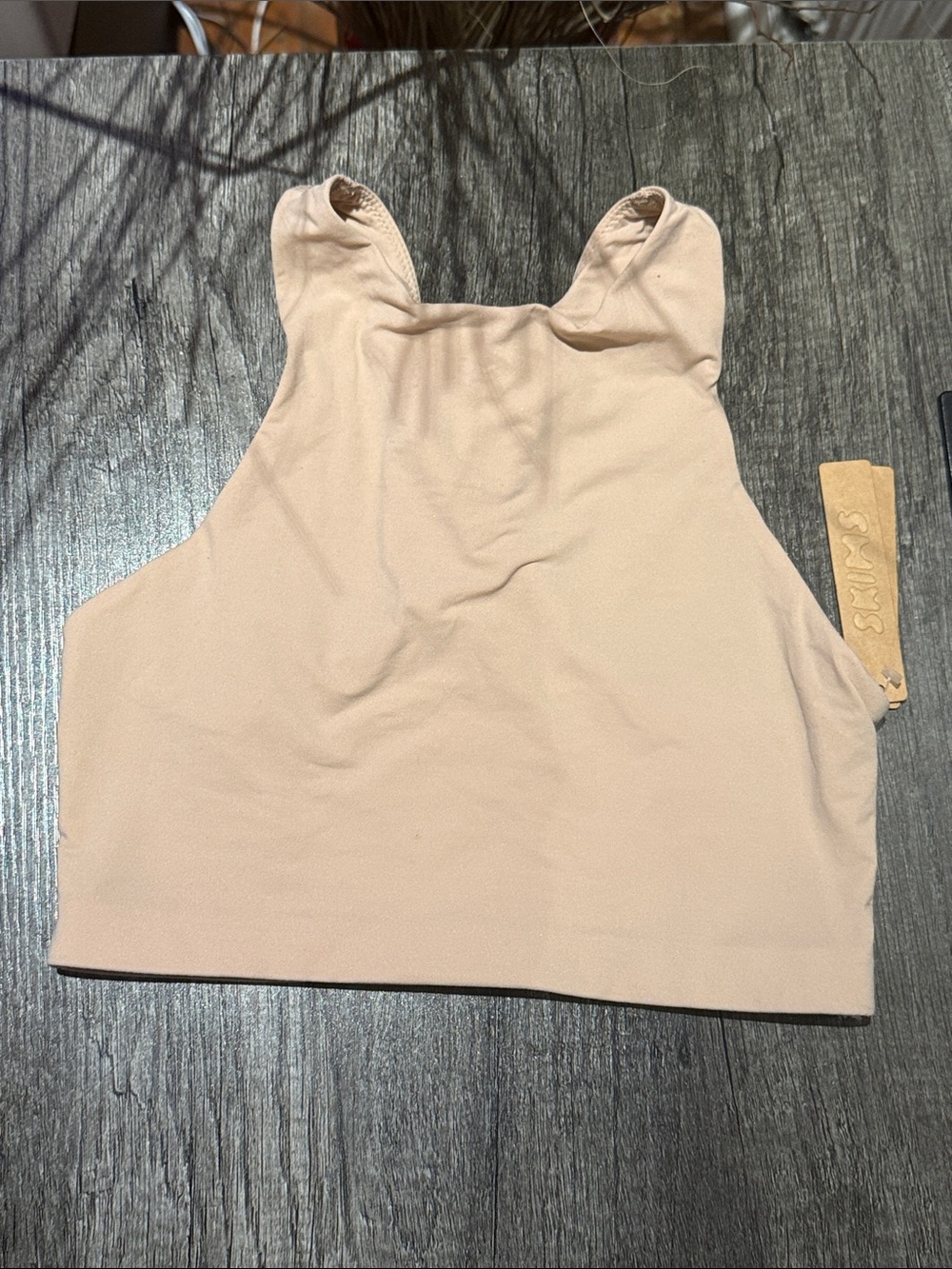 Skims Racerback Crop Tank Top in Nude